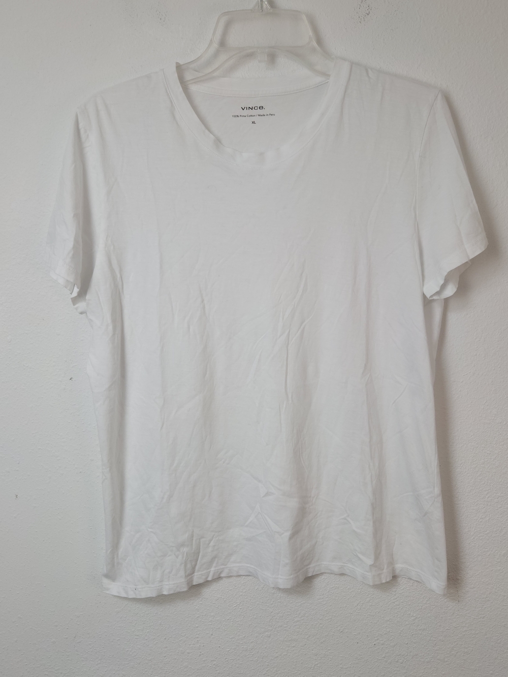 Vince Women’s Classic White Pima Cotton Crewneck Tee Size XL